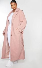 PLUS ROSE BORG OVERSIZED BELTED COAT at Pretty Little Thing