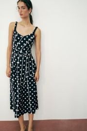 POLKA DOT BELTED MIDI DRESS at Zara