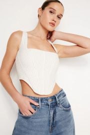 POPLIN CORSET TOP PUTTY PENCIL STRIPE003 - GOOD AMERICAN at Good American