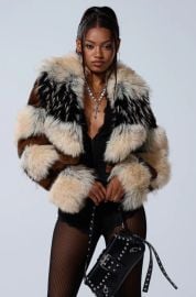 PORTIA CROPPED FAUX FUR JACKET AKIRA at Akira