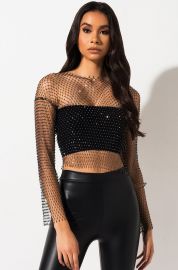 POSH BABY RHINESTONE MESH TOP at Shop Akira