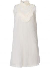 PRADA HIGH-NECK PLEATED DRESS - GREY at Farfetch