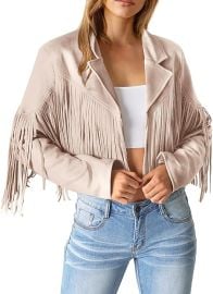 PRETTYGARDEN Women\'s Fringe Faux Suede Leather Jackets Fall Fashion 2026 Tassel Motorcycle Cropped Coats at Amazon