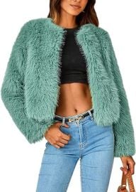 PRETTYGARDEN Women39s 2024 Winter Coats Fleece Cropped Jacket Faux Fur Long Sleeve Pockets Shaggy Warm Outerwear Fall Clothes at Women39s Coats Shop at Amazon