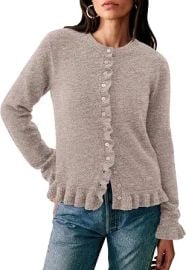 PRETTYGARDEN Womens Fall Button Down Cardigans Chunky Knit Ruffle Open Front Cropped Cardigan Sweaters Soft Long Sleeve Tops at Amazon