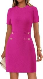 PRETTYGARDEN Work Dresses for Women 2025 Summer Business Casual Short Sleeve Formal Sweater Sheath Dress at Amazon