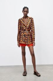 PRINTED BLAZER WITH BELT - Brown   United States at Zara