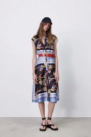 PRINTED DRESS WITH BELT at Zara