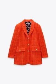 PRINTED LINING FITTED JACKET - Orange   United States at Zara