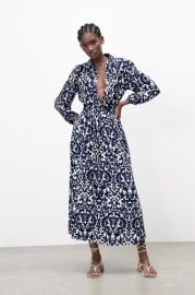 PRINTED MIDI DRESS - Blue   United States at Zara