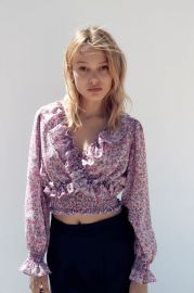 PRINTED RUFFLED TOP at Zara