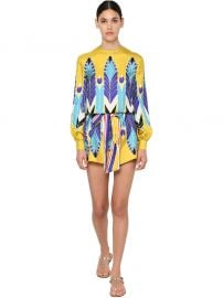 PRINTED SILK TWILL MINI DRESS at Luisaviaroma