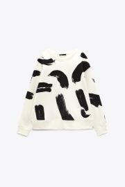 PRINTED SWEATSHIRT - Ecru  Black   United States at Zara