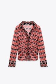 PRINTED TULLE BLOUSE - Pink   United States at Zara