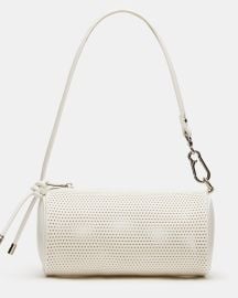 PRIYA Perforated Bag White Mini Barrel Shoulder Handbag Steve Madden at Steve Madden