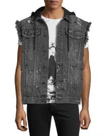 PRPS Denim Vest Jacket with Hoodie Combo at Neiman Marcus