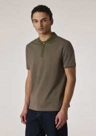 PS Paul Smith Khaki Micro Jacquard Organic Cotton Polo Shirt at Paul Smith
