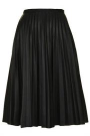 PU Pleated Midi Skirt at Topshop