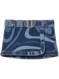 PUCCI Marmo-print Denim Miniskirt Blue at Farfetch
