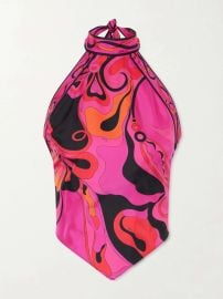 PUCCI Printed silk-twill halterneck top at Net a Porter