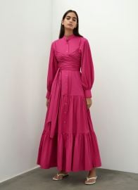 PUFF SLEEVES BELTED DRESS at Bouguessa