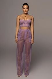 PURPLE LIVY ORGANZA PANT  at JLUXLABEL