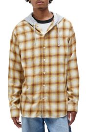 PacSun Edison Plaid Hooded Flannel Button-Up Shirt at Nordstrom