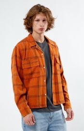 PacSun Washed Cropped Flannel Shirt PacSun at PacSun