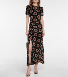 Paco Rabanne - Ruched velvet midi dress at Mytheresa