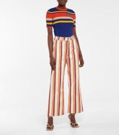 Paco Rabanne - Striped mid-rise flared jeans at Mytheresa