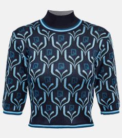 Paco Rabanne Jacquard high neck crop top at Mytheresa