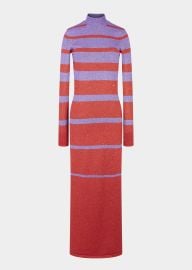 Paco Rabanne Metallic Stripe Knit High Neck Maxi Dress at Bergdorf Goodman