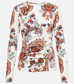 Paco Rabanne Ruched Floral Jersey Long Sleeved Top at Mytheresa