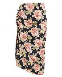 Paco Rabanne Ruched Rose Print Skirt at Intermix