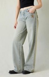 Pacsun Casey Low Rise Baggy Jeans Camo Star Light Indigo PacSun at PacSun