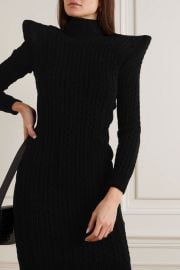 Pagoda cable knit-effect velvet turtleneck midi dress at Net a Porter