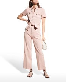 Paige Anessa Belted Puff Sleeve Jumpsuit at Neiman Marcus