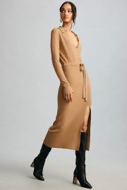 Paige Carmen Belted Sweater Dress in Deep Camel at Anthropologie