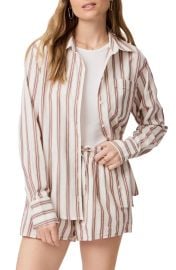 Paige Christa Stripe Poplin Button Up Shirt at Nordstrom