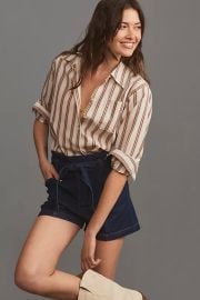 Paige Christa Stripe Poplin Button Up Shirt at Anthropologie