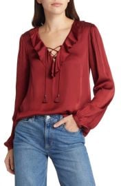 Paige Ilara Ruffle Blouse In Burgundy at Nordstrom