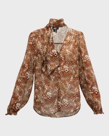 Paige Marcela Silk Blouse in Cinnamon Multi at Neiman Marcus