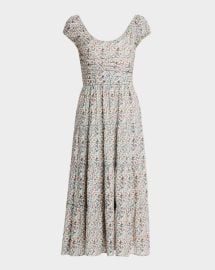 Paige Marchella Printed Short Sleeve Midi Dress at Neiman Marcus