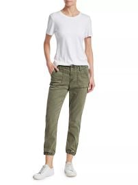 Paige Mayslie Cropped Jogger Pants in Vintage Ivy Green at Saks Fifth Avenue