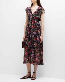 Paige Paradis Ruffle Silk Midi Dress at Neiman Marcus