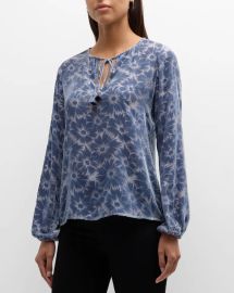 Paige Selmah Blouse in Iced Slate at Neiman Marcus