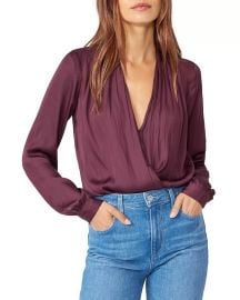 Paige Sevilla Crossover V Neck Long Sleeve Bodysuit at Bloomingdales