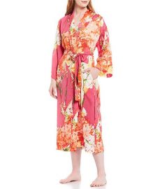 Painted Bouquet Satin Long Wrap Robe by N by Natori at Dillards