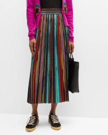 Painted Stripe Pleated Midi Skirt Le Superbe at Neiman Marcus