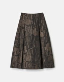 Paintstroke Jacquard Linen-Cotton Pleated Skirt Lafayette 148 New York at Lafayette 148 New York